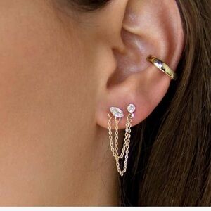 Ettika Gold Plated Double Chain Earrings